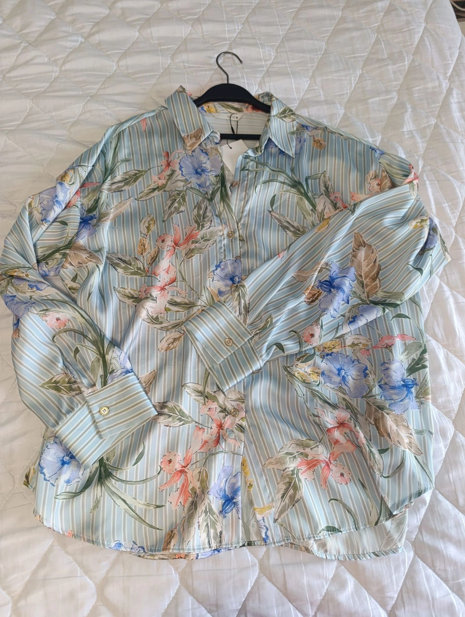 Blusa Zara popelin satinada floral tamanho G – photo 7